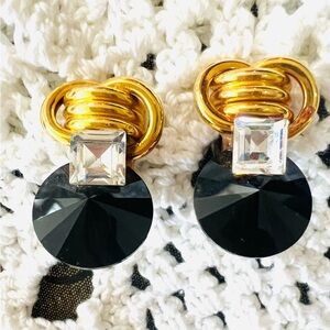Wendy Gell vintage clip on earrings black/clear
